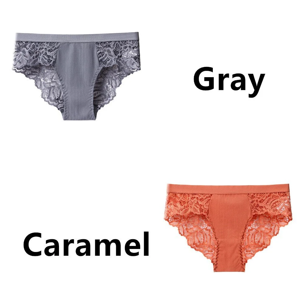 2Pcs/Lot Women's Invisible Underwear Panties Intimate Briefs For Women Sexy Transparent Floral Lace Panties Seamless Panty New