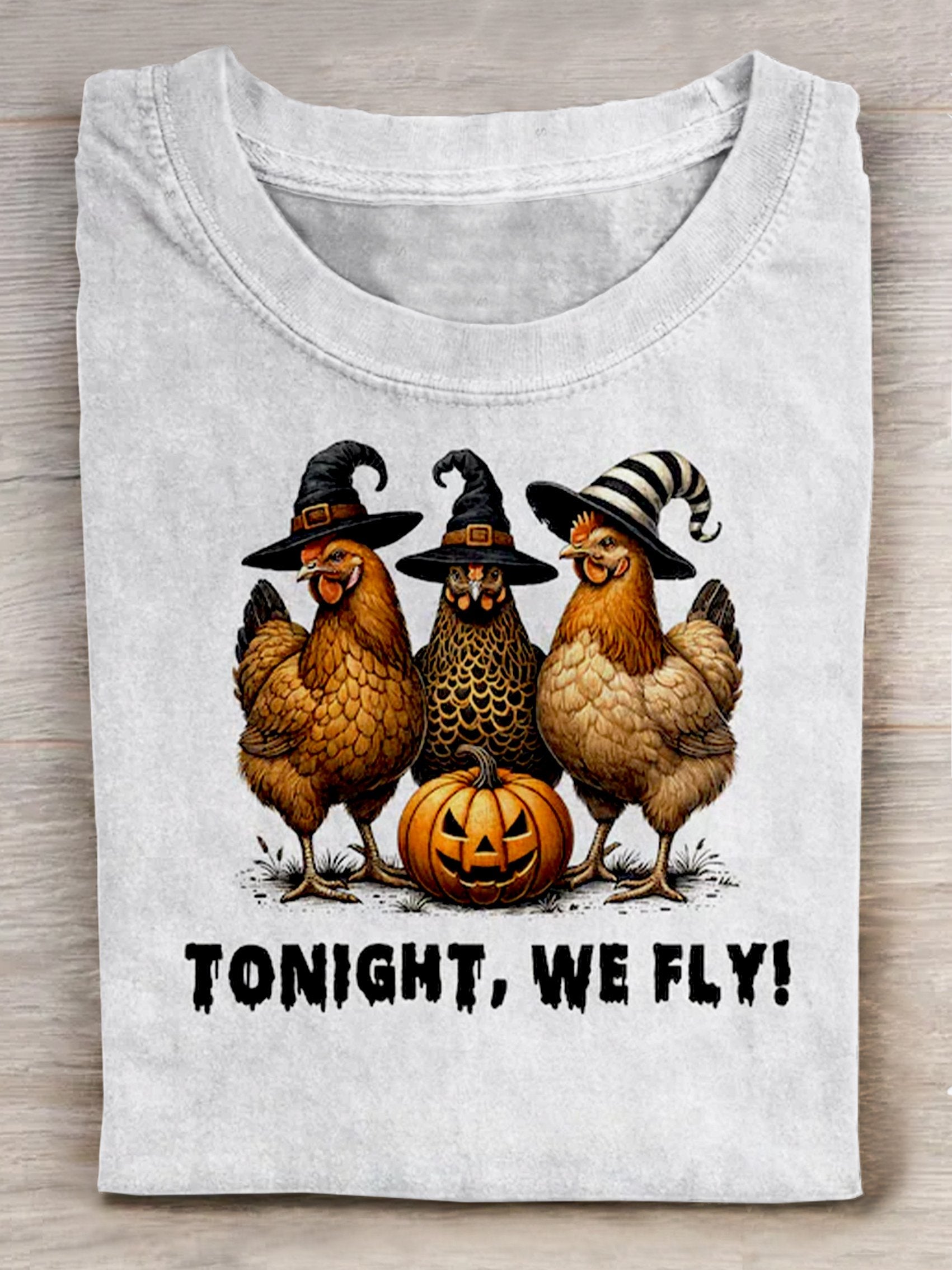 Halloween Chicken Art Print Casaul Short Sleeve T-shirt
