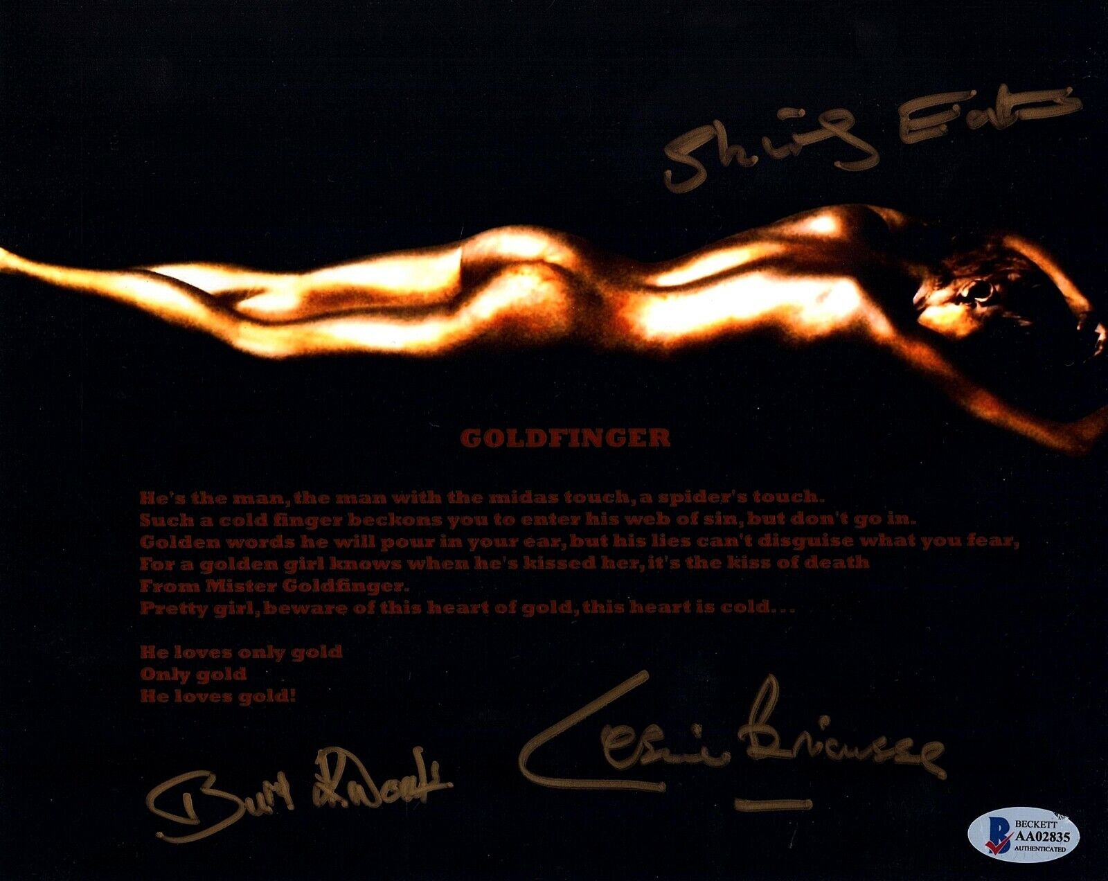 SHIRLEY EATON, BURT KWOUK, BRICUSSE Signed 8X10 Photo Poster painting GOLDFINGER