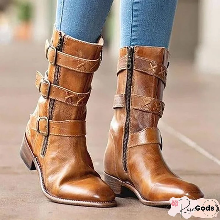 Women's Vintage Zipper Pointed Toe Boots