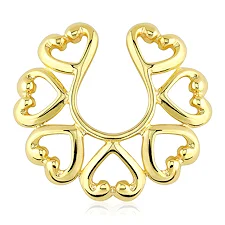 Pornhint Hearts 14Kt Gold Plate Non Piercing Nipple Ring Set New