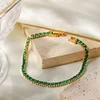 Green Zircon Necklace Bracelet Golden Rings