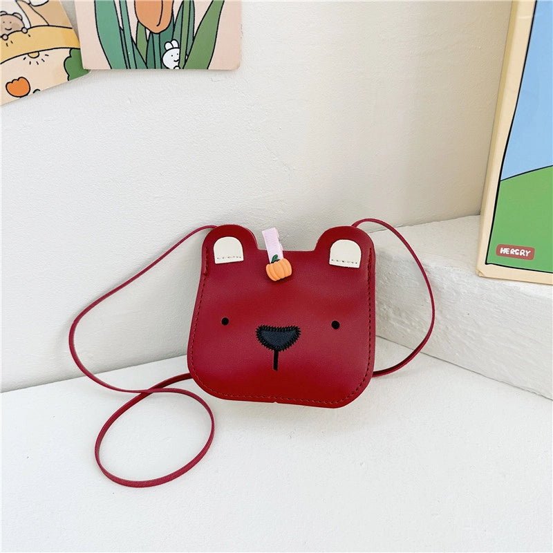 Women’s Pu Leather Bear Cute Square Open Shoulder Bag