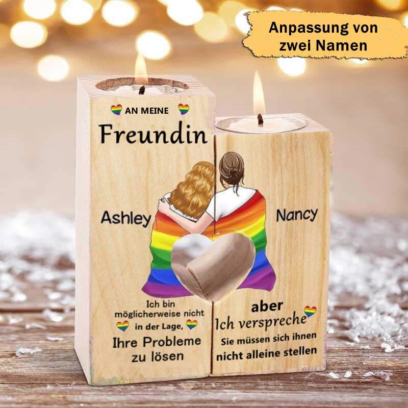 LGBT-Personalisierte Regenbogen Kerzenhalter mit 2 Namen Kerzenständer n2 Kettenmachen