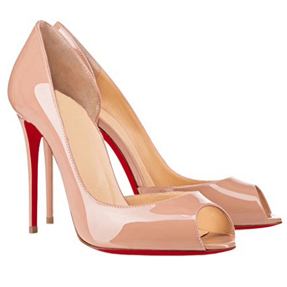 120mm Women's Party Wedding Peep Toe heels Nude Patent-vocosishoes