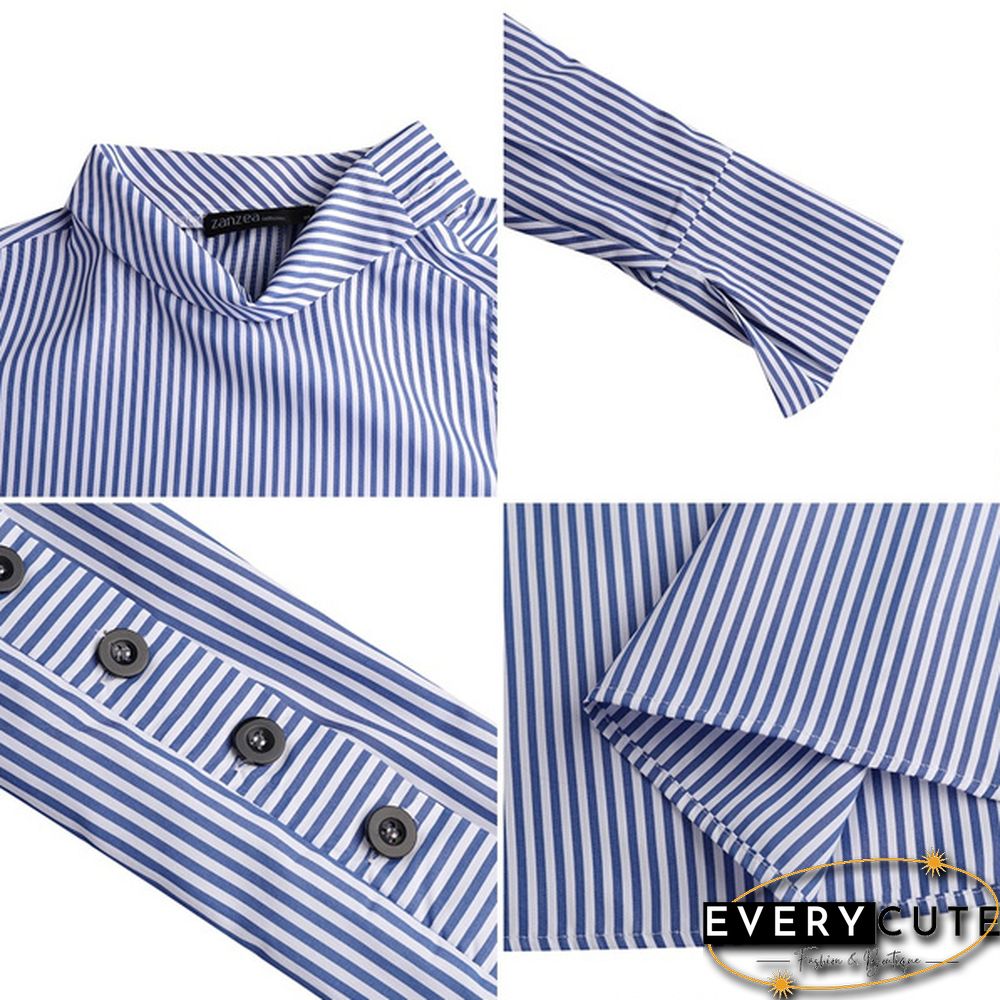 S-5XL Women Long Sleeved Stand Collar Casual Blouse Baggy Tops Blusas Feminina New