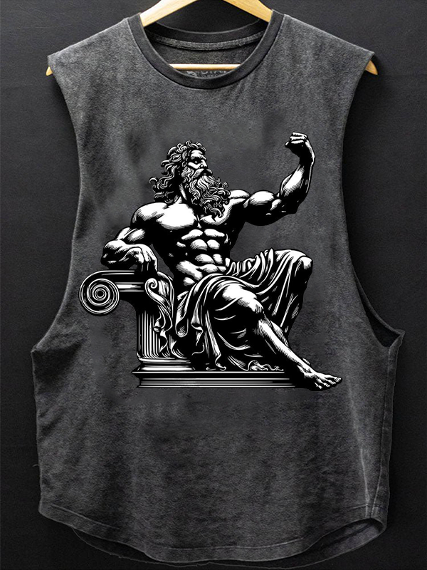 Men's Fitness Muscle Zeus Art Print Cotton Tank Top