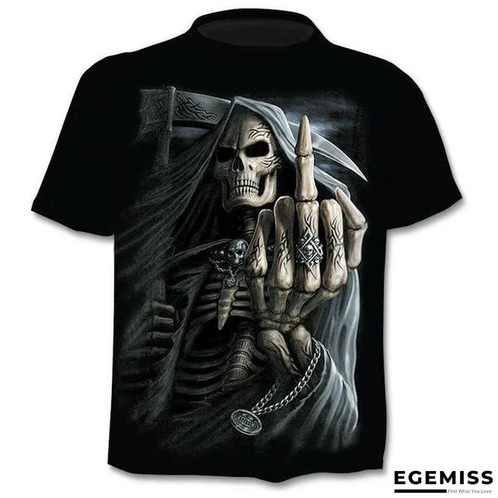 Men 3D Print New Funny Skull T-shirt Hipster Short Sleeve Tee Tops | EGEMISS