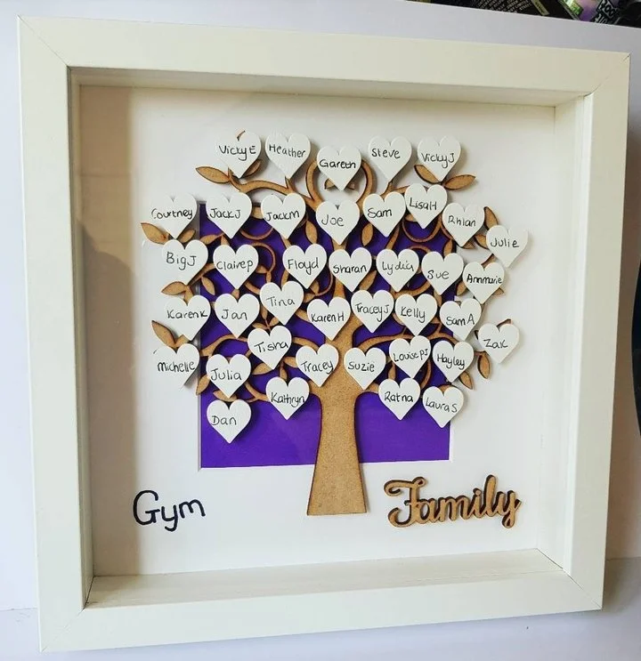 Vangogifts Wooden family tree box frame, new home gift, housewarming gift, family tree frame, personalised family frame, handmade Christmas gift
