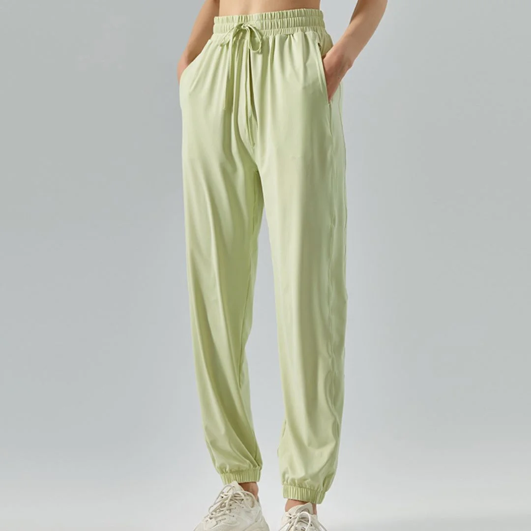 Solid loose lace-up jogging pants