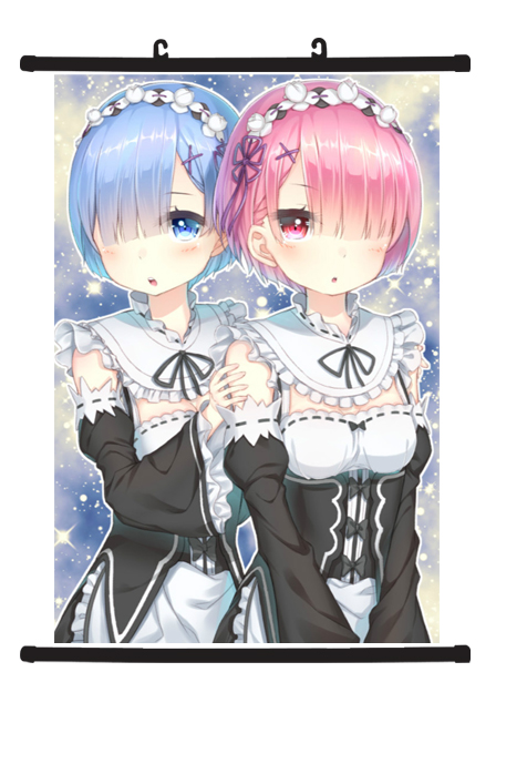 Anime Wall Scroll Poster Re Zero kara Hajimeru Isekai Rem Ram Kawaii Home Decor E