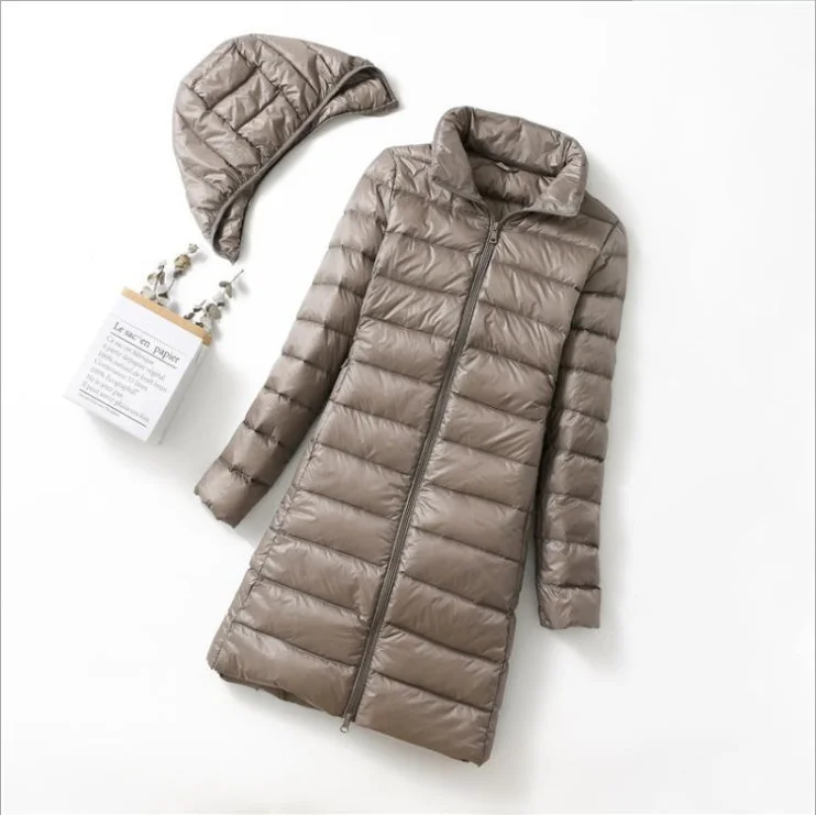 Woherb Korean Version Slim Light Down Jacket Female Long Slim Standing Collar Can Take Off The Hat Women's Large Size Coat Tide-Outfit Ideas