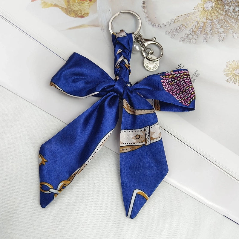 Sweet Minimalist Bow Knot Cloth Metal Unisex Bag Pendant Keychain