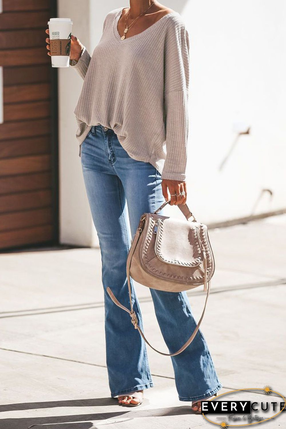 Khaki Just Between Us Thermal Knit Top