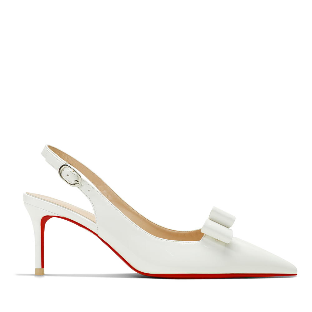 65mm Women's Pointed Toe Kitten Heel Slingback Pumps for Wedding Red Bottom Patent Heels-MERUMOTE