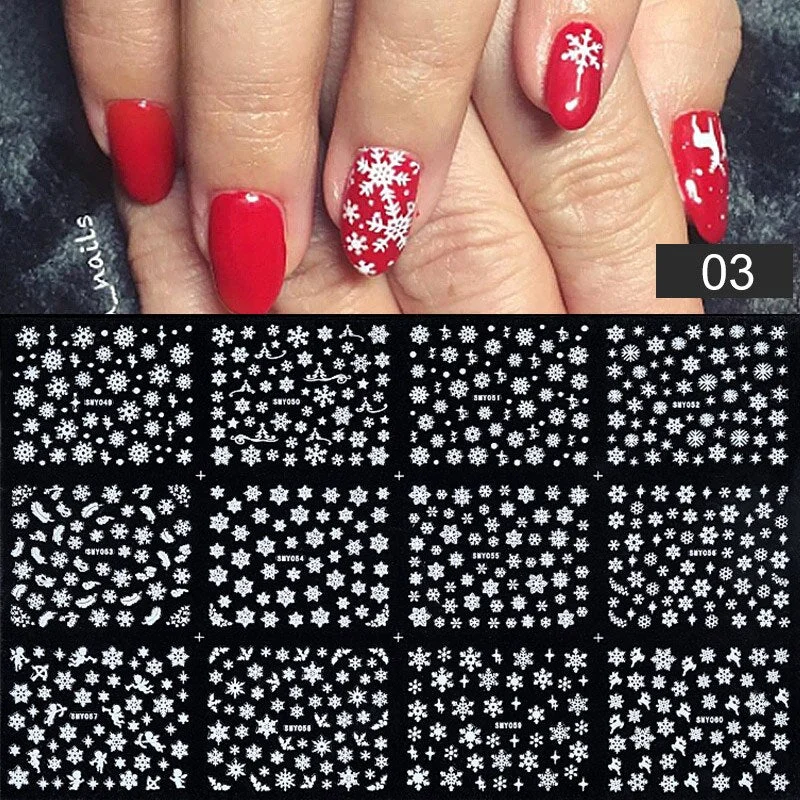 12pcs Sunflower Maple leaf Nail Stickers Sliders For Manicure Christmas Tree  Nail Art Water Decals Transfer Foil Autumn Tips-Nail Inspo