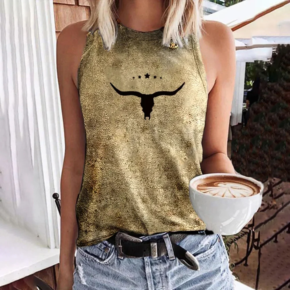 Western Print Casual Tank Top