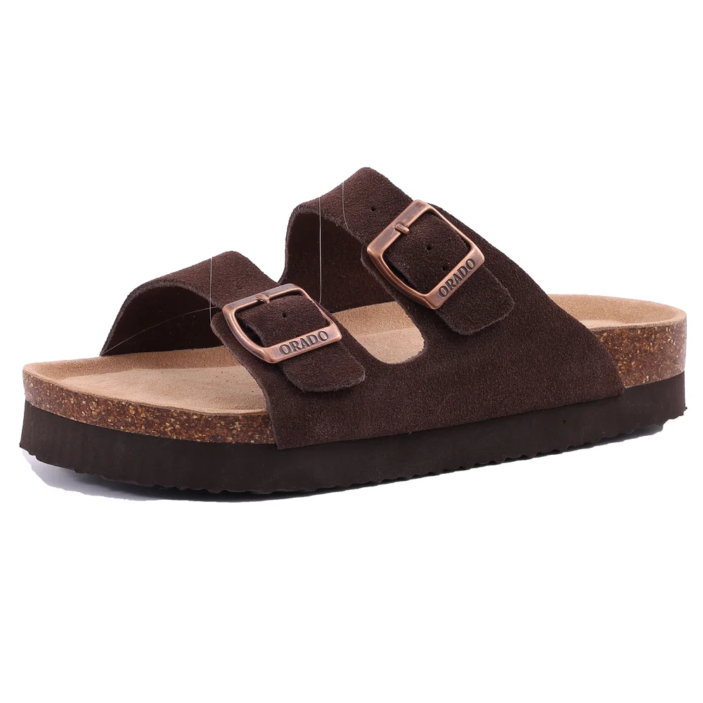 Unisex Classic Soft Thick Sole Cork Sandals Double Buckle Summer Beach Slippers
