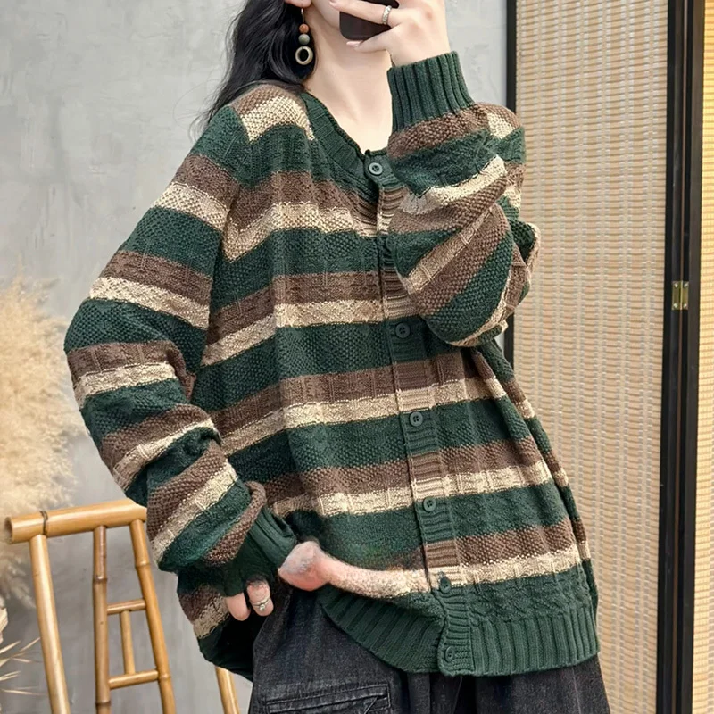 Chicfifth Sweater Women Winter Long Sleeve High Quality Autumn Vintage Top Knitted Cardigan