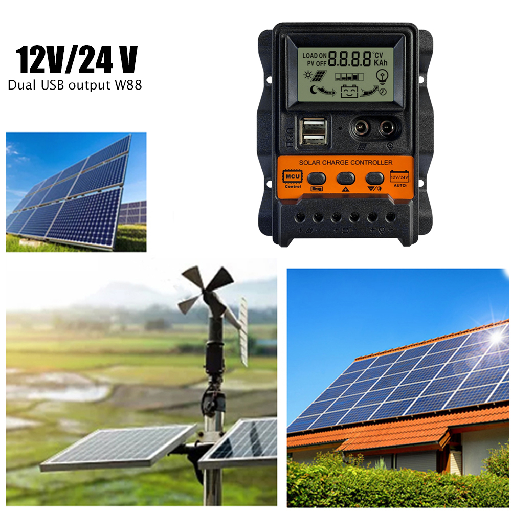 

Dual USB LCD Solar Charge Controller 12V 24V Solar Panel Charger Regulator, 10a, 501 Original