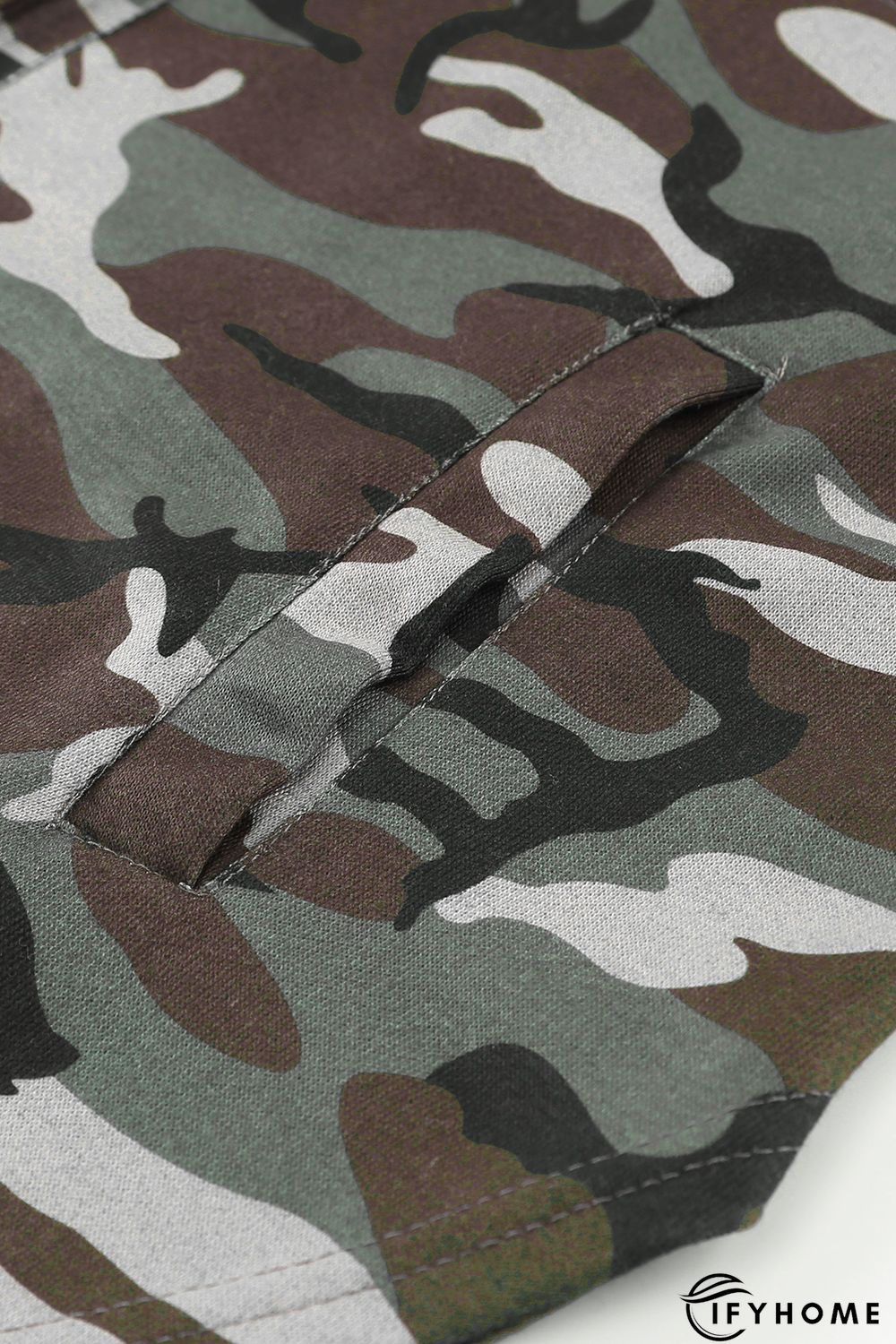 Green Camo Print Button up Hooded Jacket | IFYHOME