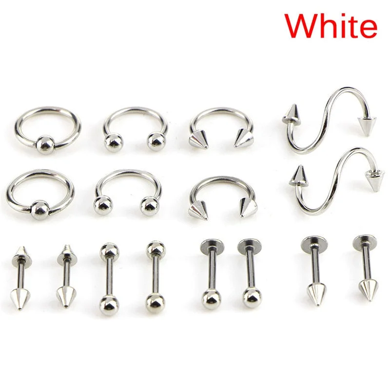 Body Piercing Kit With Needle Pack Nose Septum Belly Button Piercing Tool Kit Ear Tragus Nipple Eyebrow Labret Pircing Set Clamp