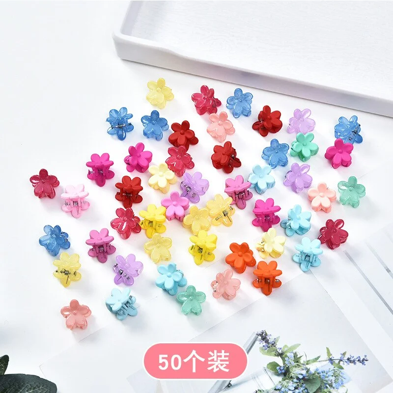 20-50 Pcs Baby Girls Small Hair Claw Cute Candy Color Flower Blossoms Jaw Clip Children Hairpin Hair Accessories New Fashion