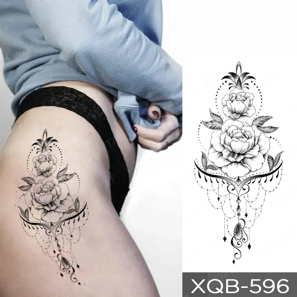 Sdrawing Temporary Tattoo Sticker Henna Mehndi Totem Flash Tatto Lotus Flower Hand Fingers Body Art Arm Fake Tatoo Men Women