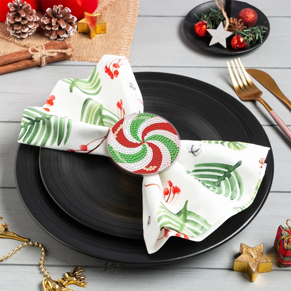 2Pcs Spiral Diamond Painting Napkin Ring Diamond Art Napkin Holder for Table