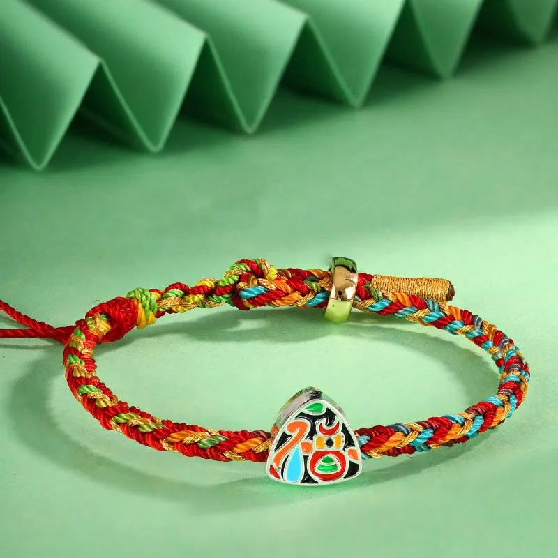 Multicolored Rope Zongzi Pattern Fu Character Luck Handcrafted Child Adult Bracelet