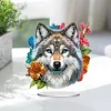(US Local)DIY Double Sided Effect Special Shaped Flower Wolf DIY Double Sided Effect Diamond Painting Desktop Decorations Kit