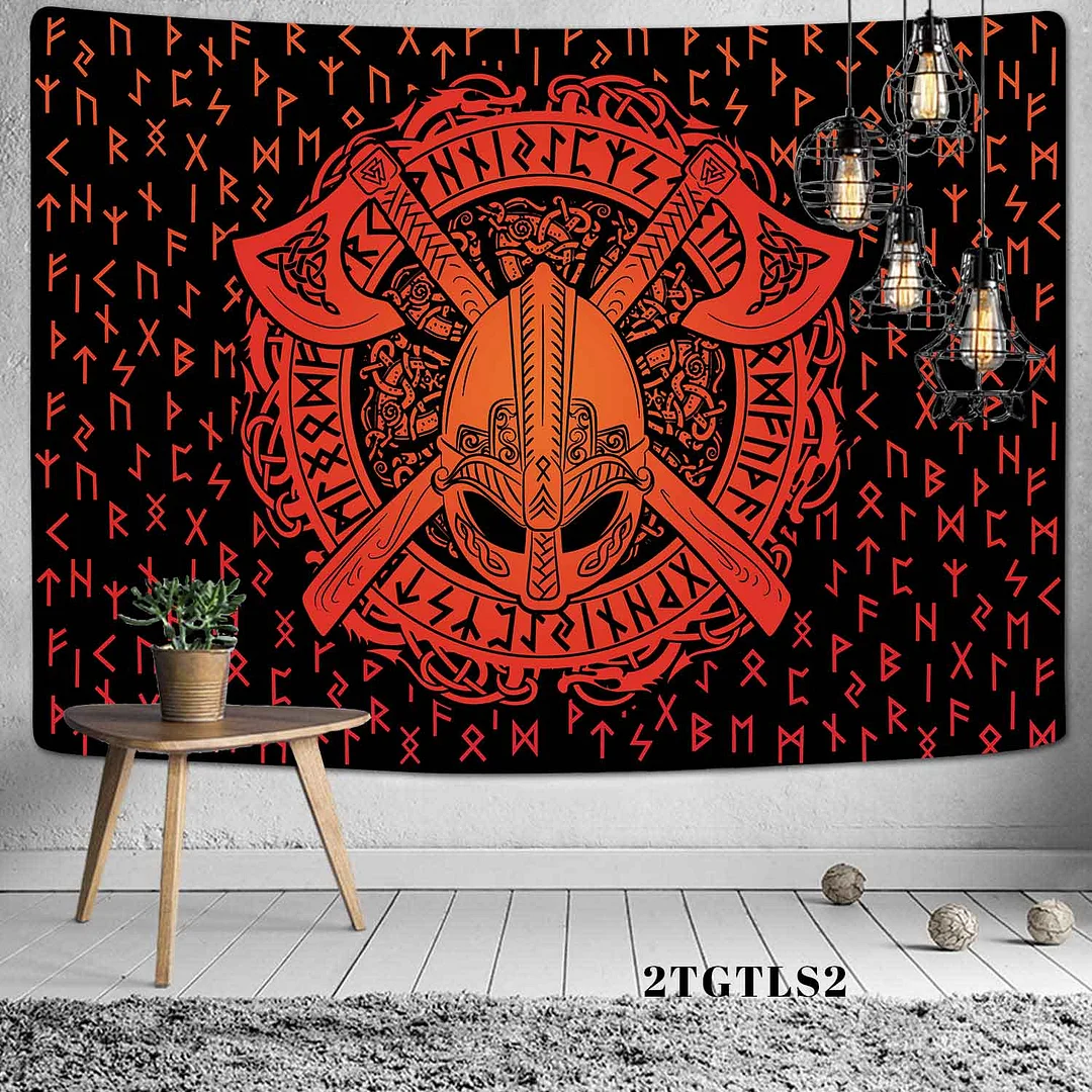 Mysterious Symbol Viking Tapestry Home Decor Bohemian Psychedelic Scene Yoga Mat Hippie Sheet Sofa Blanket Dragon Skull Tapestry