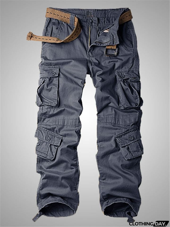 Men's Loose Straight Outdoor Multi-Pocket Cargo Pants
