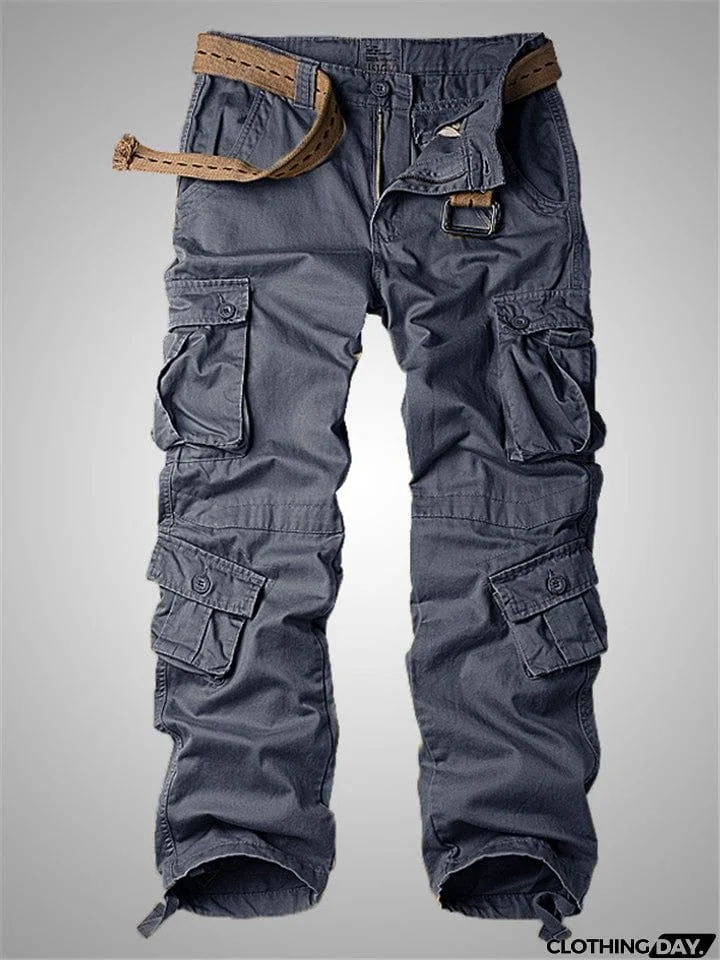 Men's Loose Straight Outdoor Multi-Pocket Cargo Pants