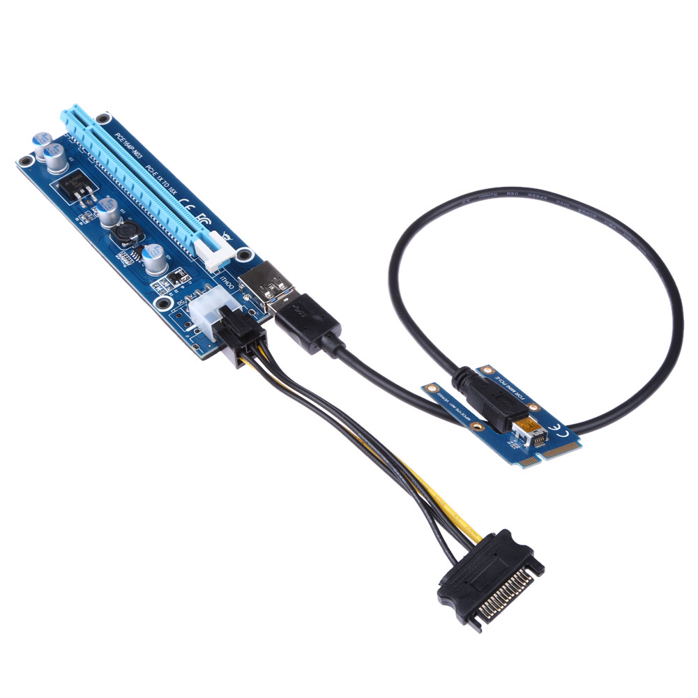 

USB 3.0 PCI-E Express 1x to16x Extender Riser Card Adapter SATA 6Pin Power, 501 Original