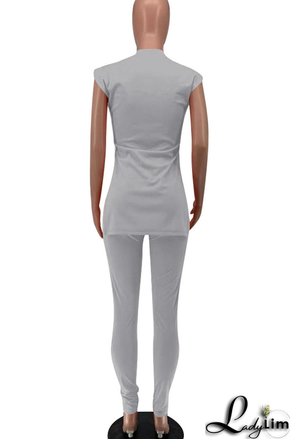 Green Sexy Print Split Joint Slit O Neck Sleeveless Two Pieces