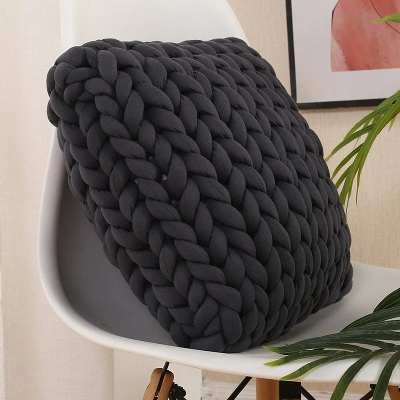 Square Chunky Wool Pillow Handmade Knitting Cushions INS Nordic Braided Cushion For Kids Room Decoration Sofa Bed Throw Pillows