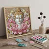 Tête de Bouddha en lotus - Peinture diamant spéciale partielle-30*30 cm
