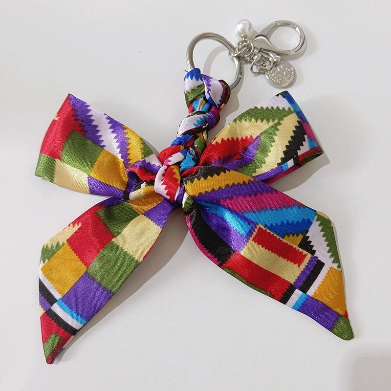 Sweet Minimalist Bow Knot Cloth Metal Unisex Bag Pendant Keychain