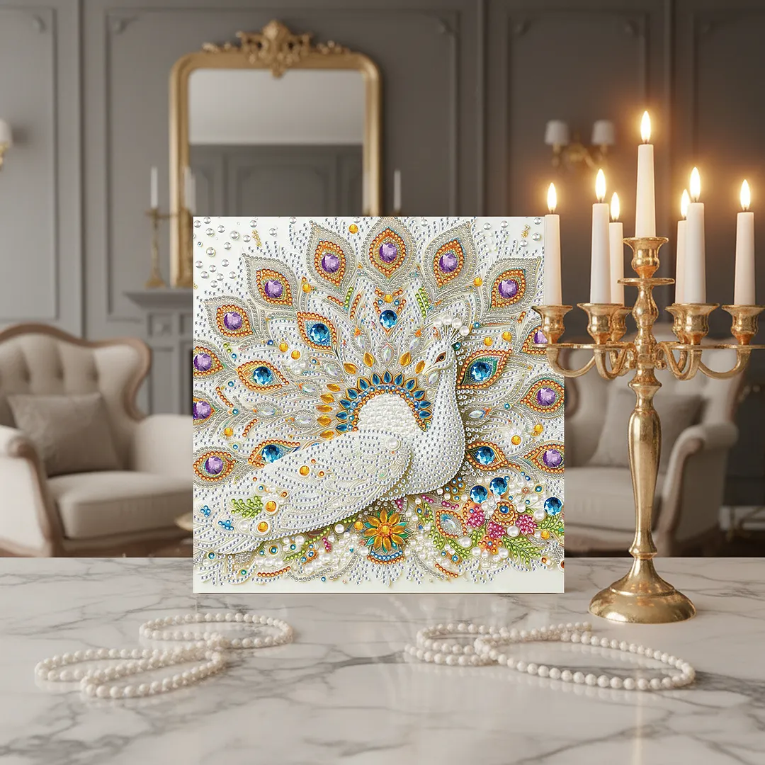 Peacock DIY Special Shape Drill Diamond Art Pearl Painting Kit with Frame 25x25cm Art Craft Pearl Diamond Painting for Adults Beginners Home Decor