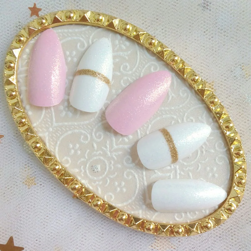 Dream Catcher Short Stiletto False Nails With Design Press On Artificial Fake Nails Tips DIY Full Cover Manicure Tool-Nail Inspo