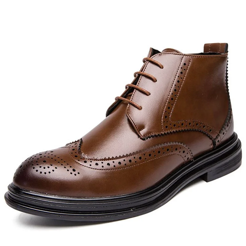 Luxurious Men Boots Brand New Men Ankle Boots Quality Leather Men's Dress Shoes Lace-UP Oxford Formal Shoes Wedding Shoes 38-46