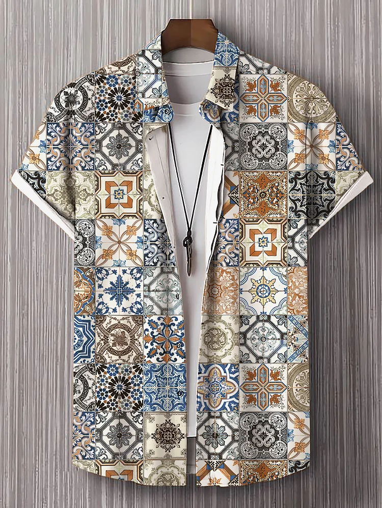 Men's Southeast Asia Style Pattern All Over Print Shirt