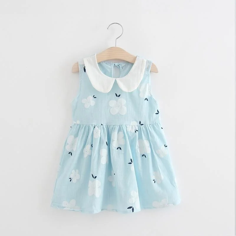 Toddler Baby Summer Dress Kids Girls Sleeveless Princess Dress Cotton Printed Children Clothes Casual Soft Girl Dress