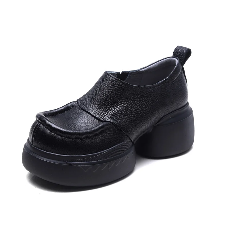 Yyvonne Single-Shoe Small Leather Retro Women's Shoes 2025 Spring New Round Head High Heel Low Help Shoes