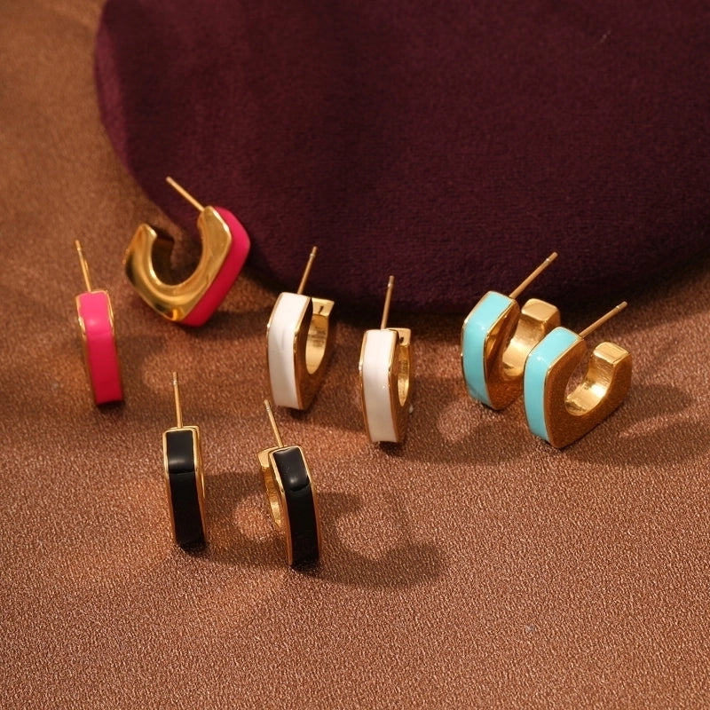 1 Pair Minimalist Geometric Plating 304 Stainless Steel Ear Studs