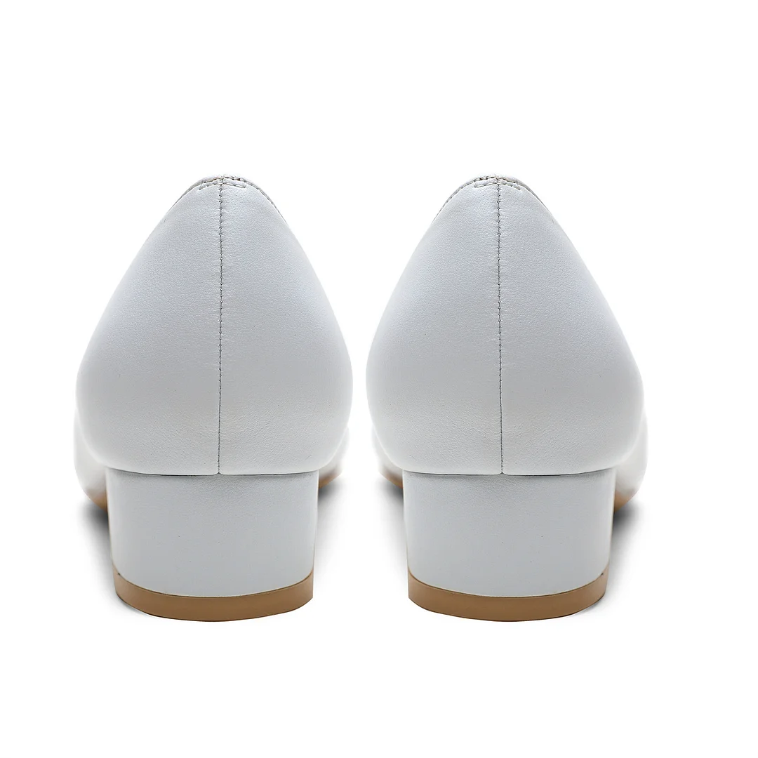 30mm Pointed Toe Kitten Chunky Heels Daily Matte Pumps Low Heels for Women-MERUMOTE