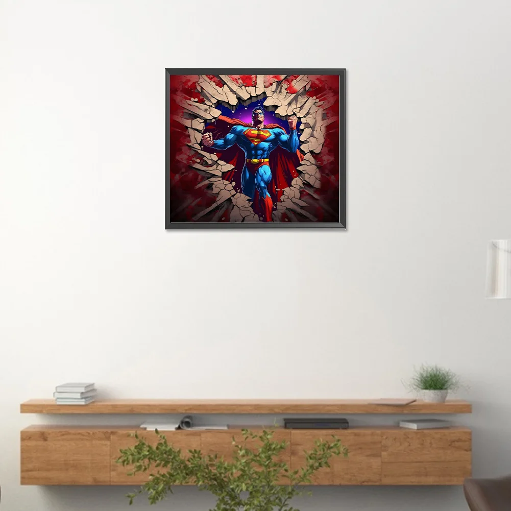 Diamond Painting - Full Round Drill - Superman Breaking Wall(Canvas|40*35cm)