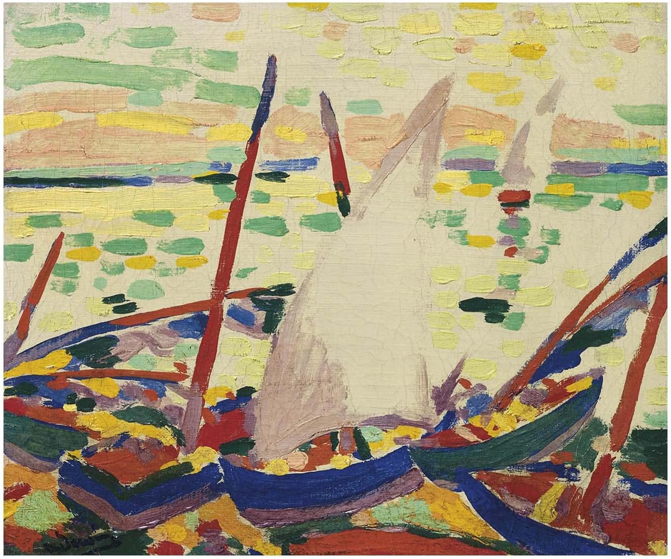 Ltt-Ydd-Ccl Andr Derain Boats on the Beach Beast School Canvas Prints Wall Art Living Room Canvas Pictures for Bedroom Office Wall Decor Posters Artwork(Unframed,50x60cm 20x24inch)
