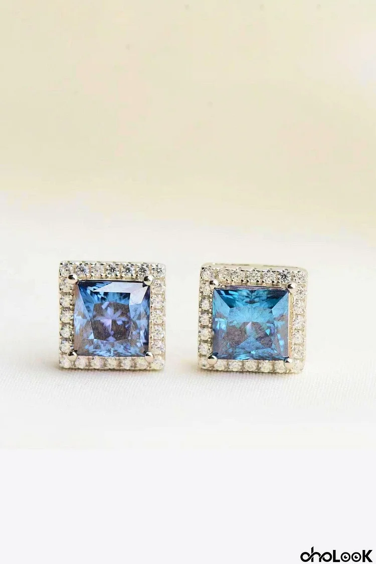 925 Sterling Silver 4 Carat Moissanite Square Earrings